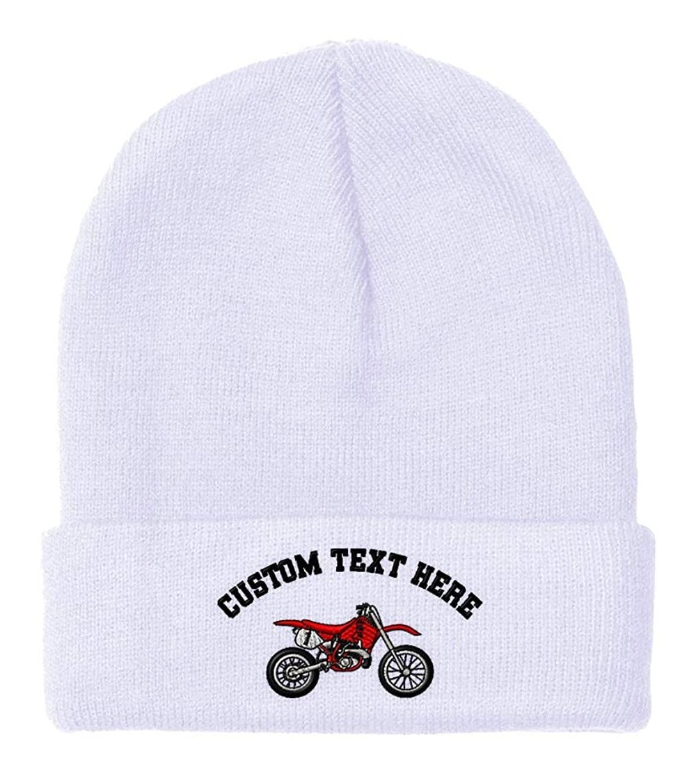 Skullies & Beanies Custom Beanie for Men & Women Red Dirt Bike Style A Embroidery Skull Cap Hat - White - C918ZS445A5 $16.97