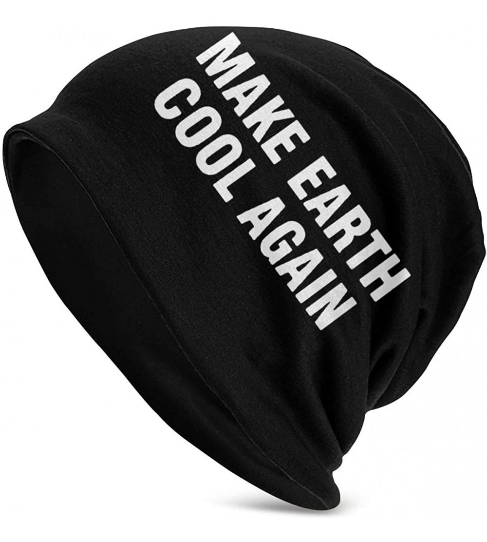 Skullies & Beanies Make Earth Cool Again Unisex Warm Hat Knit Hat Skull Cap Beanies Cap - Black - C518YZ4NH3K $18.21