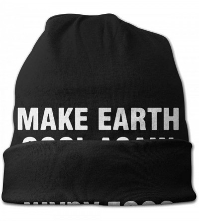 Skullies & Beanies Make Earth Cool Again Unisex Warm Hat Knit Hat Skull Cap Beanies Cap - Black - C518YZ4NH3K $18.21