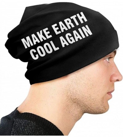 Skullies & Beanies Make Earth Cool Again Unisex Warm Hat Knit Hat Skull Cap Beanies Cap - Black - C518YZ4NH3K $18.21