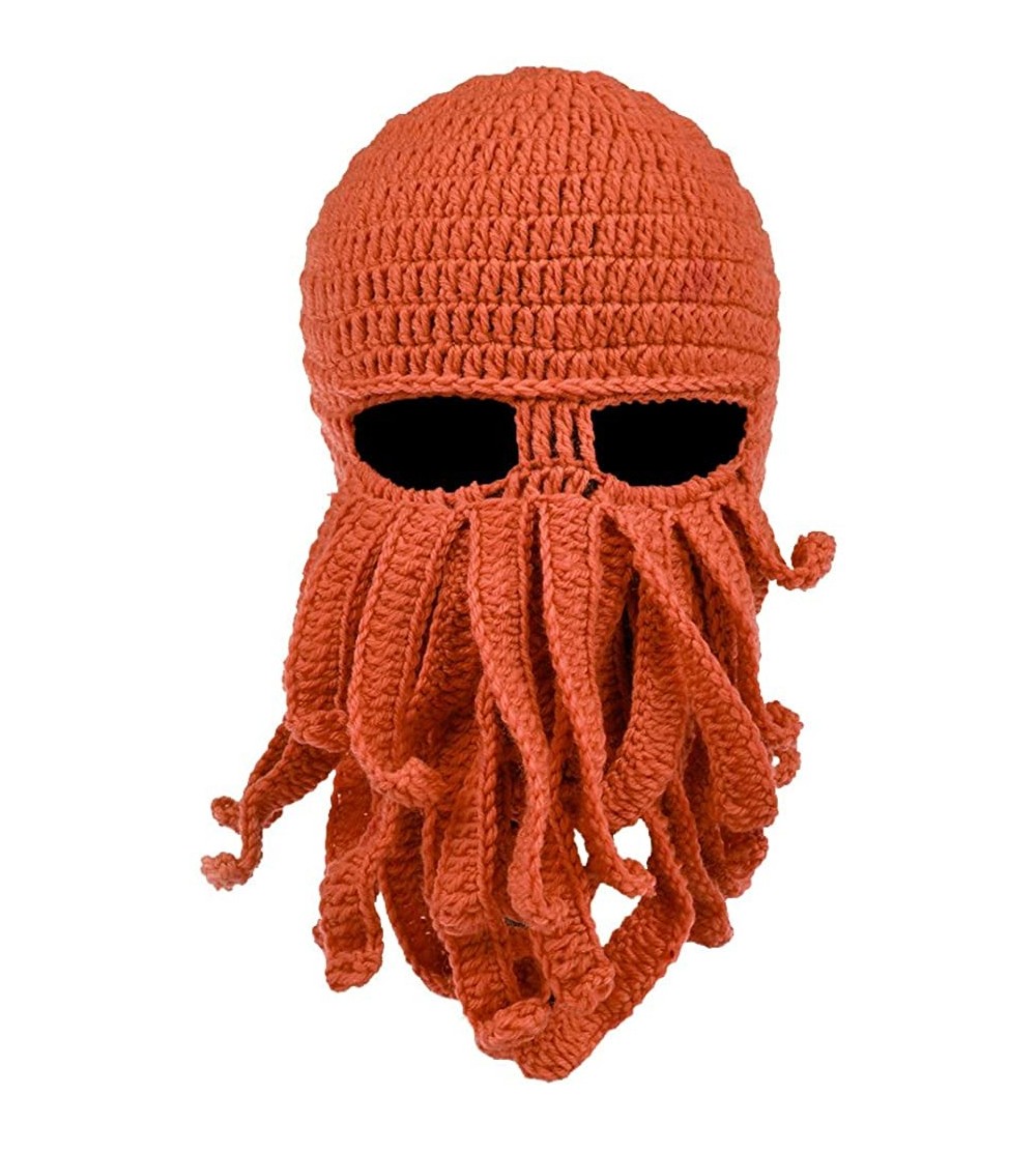 Skullies & Beanies Beard Hat Beanie Hat Knit Hat Winter Warm Octopus Hat Windproof Funny for Men & Women - Orange - CJ124RJEB...