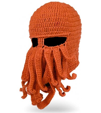 Skullies & Beanies Beard Hat Beanie Hat Knit Hat Winter Warm Octopus Hat Windproof Funny for Men & Women - Orange - CJ124RJEB...