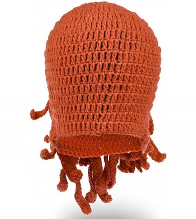 Skullies & Beanies Beard Hat Beanie Hat Knit Hat Winter Warm Octopus Hat Windproof Funny for Men & Women - Orange - CJ124RJEB...