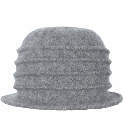 Bucket Hats Womens Winter Warm Wool Cloche Bucket Hat Slouch Wrinkled Beanie Cap with Flower - 2 Style-grey - CU1845H7CH7 $14.58