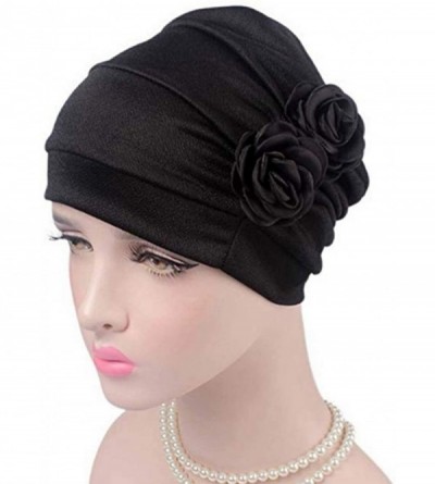 Skullies & Beanies Women Chemo Hat Beanie Flower Headscarf Turban Headwear for Cancer - 6b(2 Packs)45gray+15black - CE18SW926...