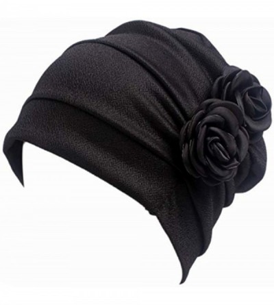 Skullies & Beanies Women Chemo Hat Beanie Flower Headscarf Turban Headwear for Cancer - 6b(2 Packs)45gray+15black - CE18SW926...