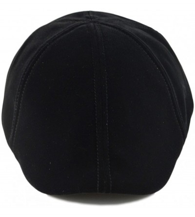 Newsboy Caps Mens Fall- Winter 6pannel Duck Bill Curved Ivy Looks Velvet Hat S/M L/XL - Black - CX12N2IPH3A $12.87