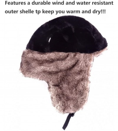 Balaclavas Warm Winter Trapper Ushanka Hat Unisex Faux Fur Hunting Ear Flap Hat with Chin Strap and Breathable Facemask - C31...