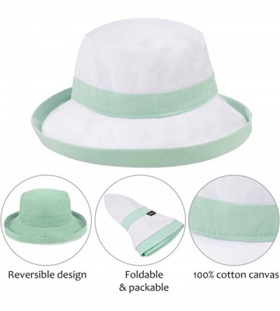 Sun Hats Womens Bucket Hat UV Sun Protection Lightweight Packable Summer Travel Beach Cap - Green/White - CP18QMD8C5S $8.27