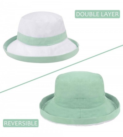 Sun Hats Womens Bucket Hat UV Sun Protection Lightweight Packable Summer Travel Beach Cap - Green/White - CP18QMD8C5S $8.27