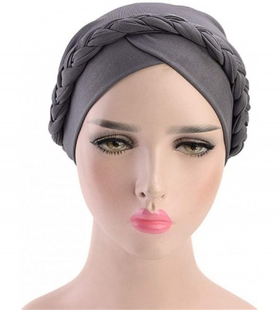 Skullies & Beanies Chemo Cancer Turbans Cap Twisted Braid Hair Cover Wrap Turban Headwear for Women - Single Braid Orange - C...