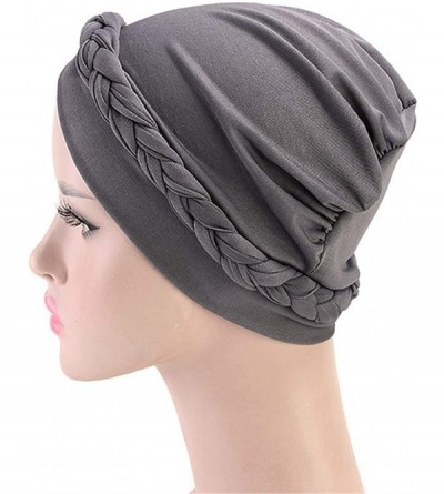 Skullies & Beanies Chemo Cancer Turbans Cap Twisted Braid Hair Cover Wrap Turban Headwear for Women - Single Braid Orange - C...