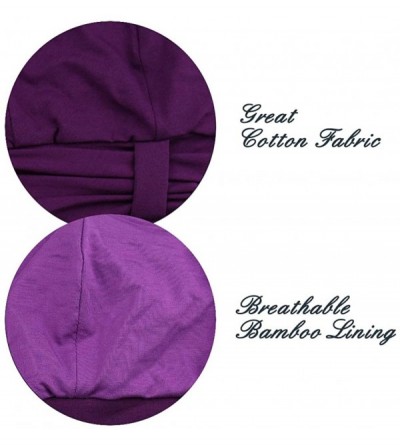 Newsboy Caps Breathable Bamboo Lined Cotton Hat and Scarf Set for Women - Purple Floral - CF18NL72CE3 $14.43