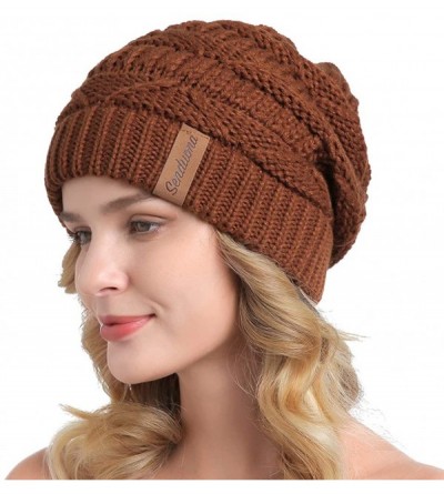 Skullies & Beanies Women Slouchy Beanie Winter Baggy Warm Snow Knit Hat Thick Oversized Skull Cap - Rust - C318YXA62SH $9.59