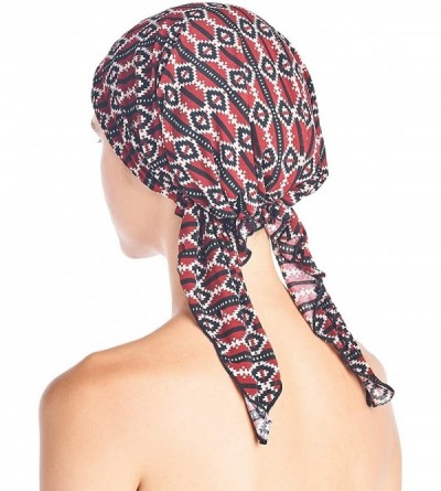 Skullies & Beanies Pre Tied Bandana Turban Chemo Head Scarf Sleep Hair Cover Hat - Bordeaux Aztec - CE187I6C96C $13.86