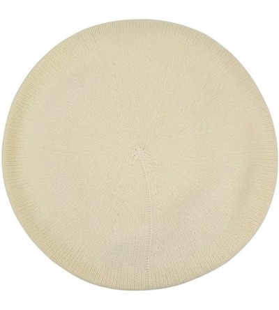 Berets Beret for Women Cotton Flat Band Solid - Cream - C0180U8E6A3 $21.95