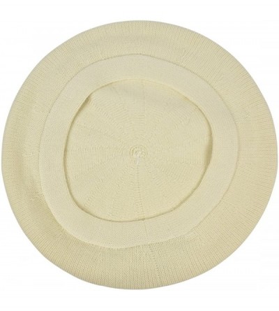 Berets Beret for Women Cotton Flat Band Solid - Cream - C0180U8E6A3 $21.95