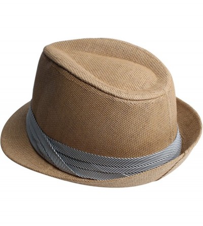 Fedoras Fedora Hats for Men & Women Tribly Short Brim Summer Paper - 10 - Khaki - C218W3WZ2UC $11.65