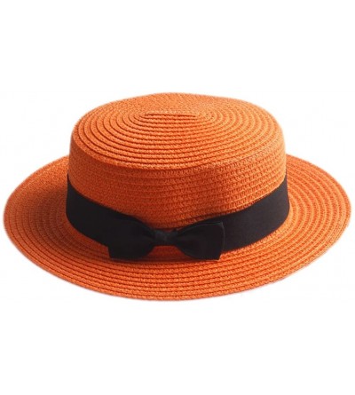 Sun Hats Adult Boater Caps Straw Hats - Orange - C612E1V41LT $14.93