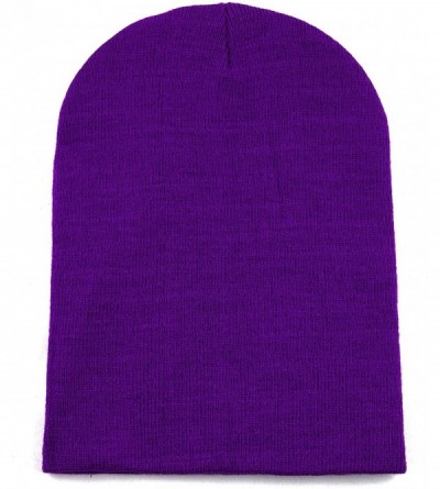 Skullies & Beanies 1300 Winter Unisex Plain Ski Beanie Knit Skull Hat - Purple - C51272PCDNJ $8.69