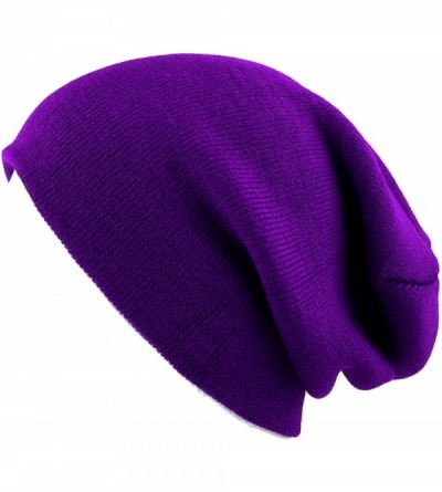 Skullies & Beanies 1300 Winter Unisex Plain Ski Beanie Knit Skull Hat - Purple - C51272PCDNJ $8.69