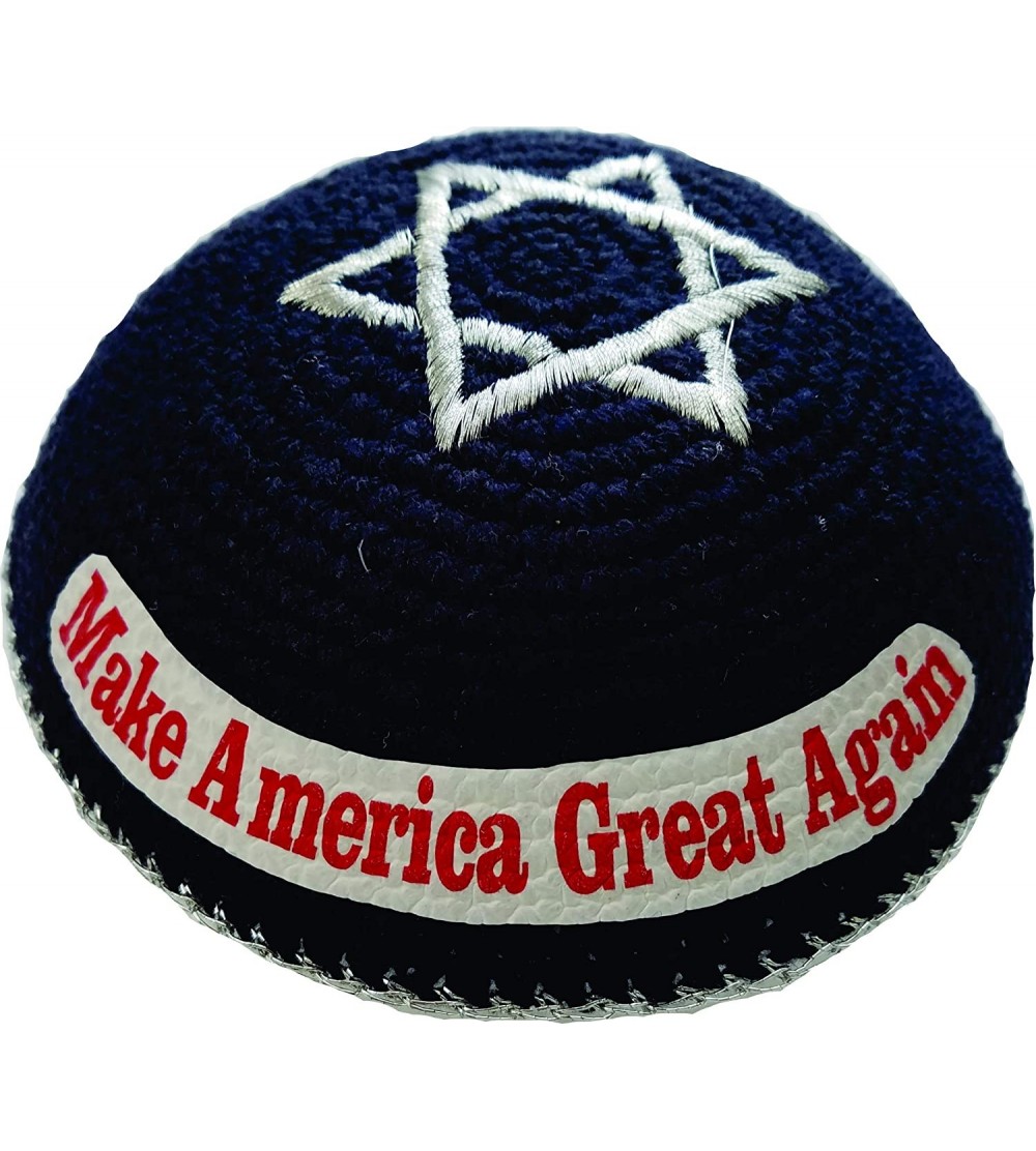 Skullies & Beanies Make America Great Again - Dark Blue Silver Star Kippah Yarmulke Kippot Skull Cap kipa 17 cm (6.6 inch) - ...