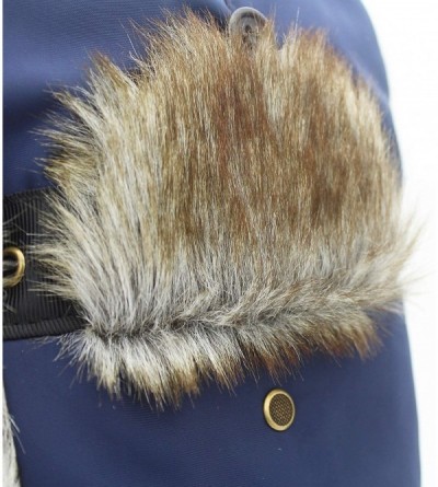 Bomber Hats Oudoor Unisex Faux Fur Lined Trapper Hat Warm Windproof Winter Russian Hats - Navy+brown Fur - CD18AO0G4UT $13.92