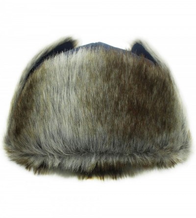 Bomber Hats Oudoor Unisex Faux Fur Lined Trapper Hat Warm Windproof Winter Russian Hats - Navy+brown Fur - CD18AO0G4UT $13.92