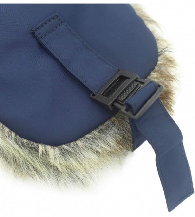 Bomber Hats Oudoor Unisex Faux Fur Lined Trapper Hat Warm Windproof Winter Russian Hats - Navy+brown Fur - CD18AO0G4UT $13.92