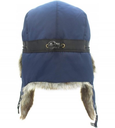 Bomber Hats Oudoor Unisex Faux Fur Lined Trapper Hat Warm Windproof Winter Russian Hats - Navy+brown Fur - CD18AO0G4UT $13.92