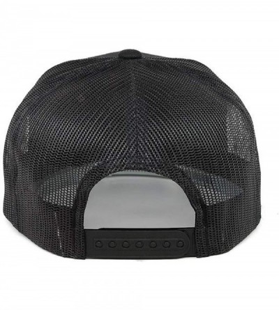 Baseball Caps USA 'Midnight Glory' Dark Leather Patch Hat Flat Trucker - One Size Fits All - Black - CX193ZIGOT9 $44.06