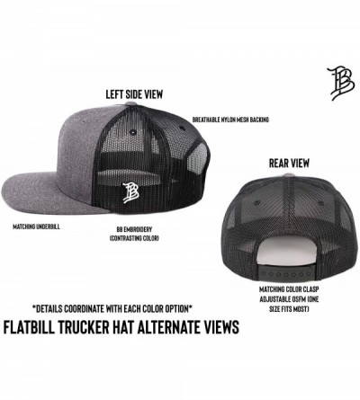 Baseball Caps USA 'Midnight Glory' Dark Leather Patch Hat Flat Trucker - One Size Fits All - Black - CX193ZIGOT9 $44.06