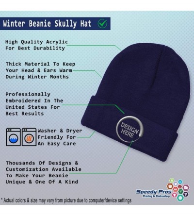 Skullies & Beanies Custom Beanie for Men & Women Just Married Newlywed Embroidery Skull Cap Hat - Navy - CG18ZS434XR $19.74