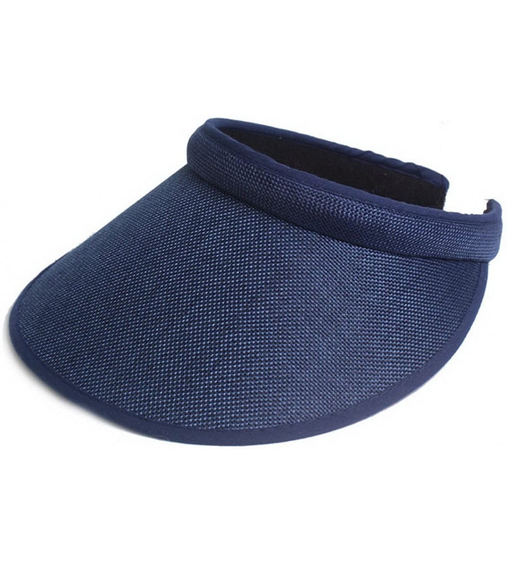 Visors Men Women Athletic Straw Summer Outdoor Piping Clip On Sun Visors - Blue - C118DS3DX7A $11.16