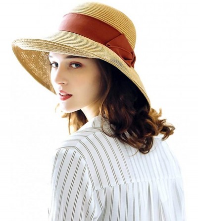 Sun Hats The New Womens Straw Hat Floppy Foldable Roll up Beach Cap Sun Hat - Red-8020 - C61948L68KO $20.53