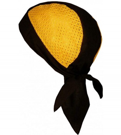 Skullies & Beanies Skull Cap Biker Caps Headwraps Doo Rags - Yellow/Black Air Flow - C112ELHP10N $13.12