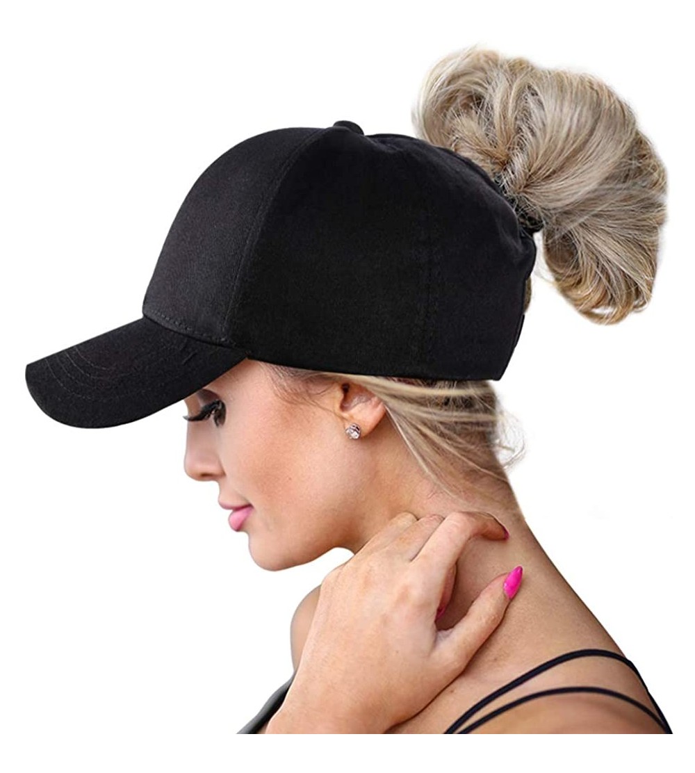 Sun Hats Ponytail Baseball Glitter Ponycaps Adjustable - Aa-classic-black - CC18QXDDYDD $8.88