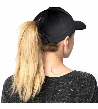 Sun Hats Ponytail Baseball Glitter Ponycaps Adjustable - Aa-classic-black - CC18QXDDYDD $8.88