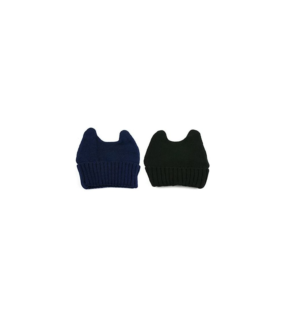 Skullies & Beanies Women Pussy Cat Beanie - 2 Pcs Black & Darkblue - C8128SOU8J9 $14.96