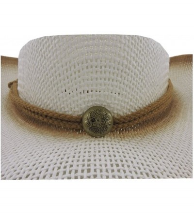 Cowboy Hats Silver Fever Fashionable Ombre Woven Straw Cowboy Hat - Gray - C812BWNO9O3 $24.46