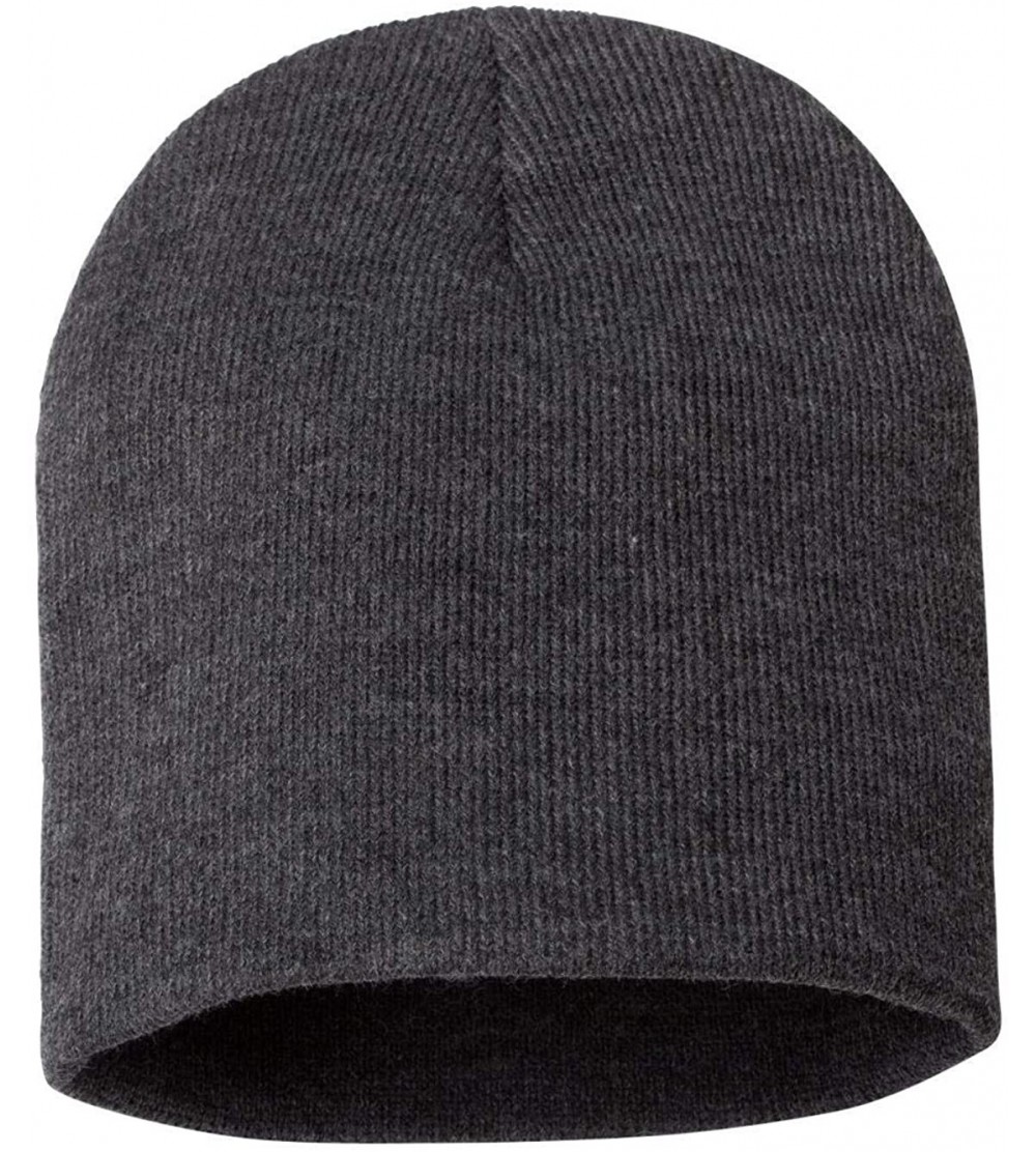 Skullies & Beanies 3810 - USA-Made 8½' Inch Knit Beanie - Charcoal - CQ11CYQH5DZ $8.62