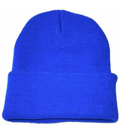 Skullies & Beanies Unisex Classic Knit Beanie Women Men Winter Leopard Hat Adult Soft & Cozy Cute Beanies Cap - Blue C - C319...