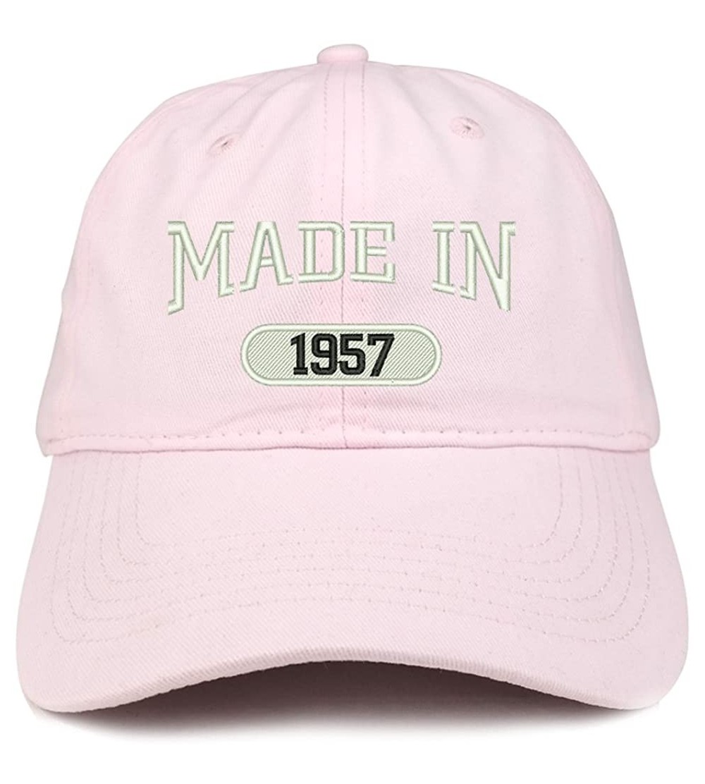 Baseball Caps Made in 1957 Embroidered 63rd Birthday Brushed Cotton Cap - Light Pink - CX18C9R84HS $21.94