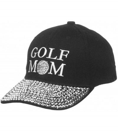 Baseball Caps Women's 100% Cotton Sports Mom Bling Baseball Cap with Crystal Brim - Golf Mom - C118E7AMN5N $11.69