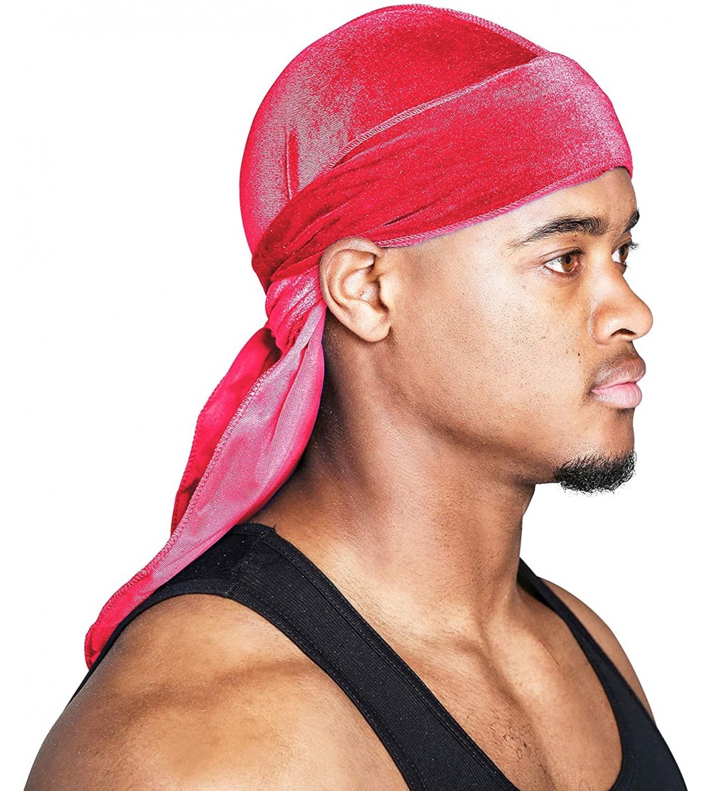 Skullies & Beanies Velvet Du-Rag-Premium Quality-Wave Cap Long Straps - Peach - CY18CIWD45A $10.06