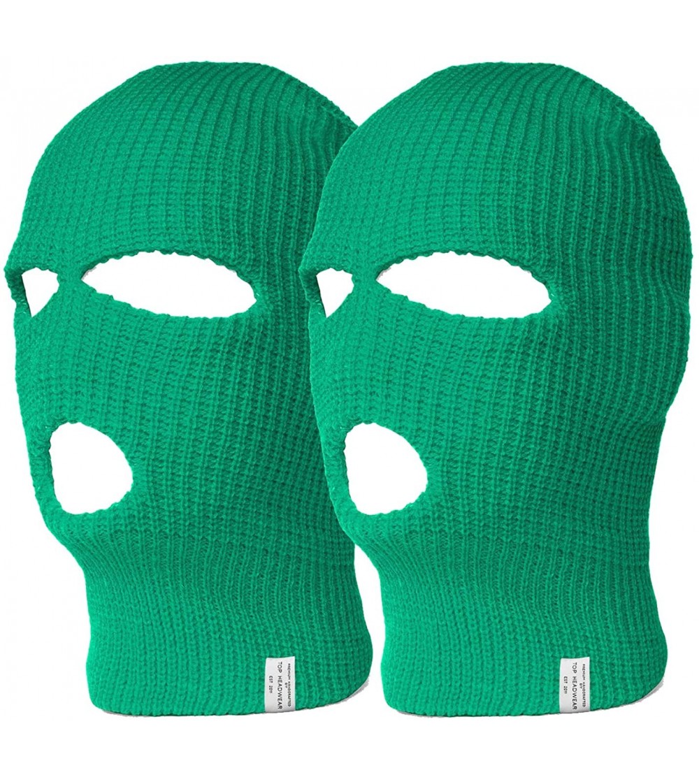 Balaclavas 2 Pack 3 Hole Ski Face Mask Balaclava - Kelly Green - C4192IAAGUD $17.90