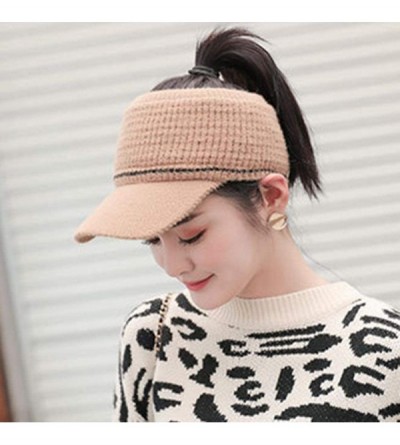 Skullies & Beanies Women Fashion Winter Warm Ponytail Patchwork Cap Baseball Caps - Khaki - CZ18ARC0ODZ $24.06