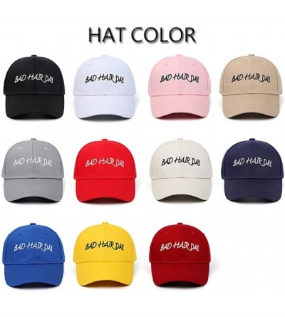 Baseball Caps Bad Hair Day Letter Embroidered Curved Adjustable Baseball Cap- Love Hat-Cotton Cap - Yellow - CV199LO7LX4 $8.92