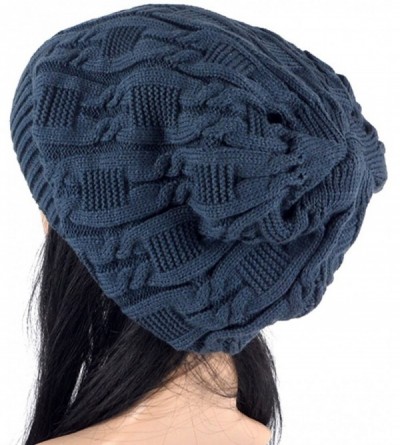 Skullies & Beanies Unisex Trendy Beanie Warm Oversized Chunky Cable Knit Slouchy Woolen Hat - Coffee - C012MABTQNL $10.08