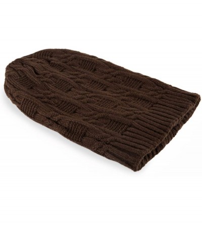 Skullies & Beanies Unisex Trendy Beanie Warm Oversized Chunky Cable Knit Slouchy Woolen Hat - Coffee - C012MABTQNL $10.08